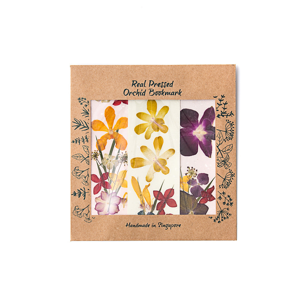 Singapore Pressed Orchid Bookmark Set of 3
